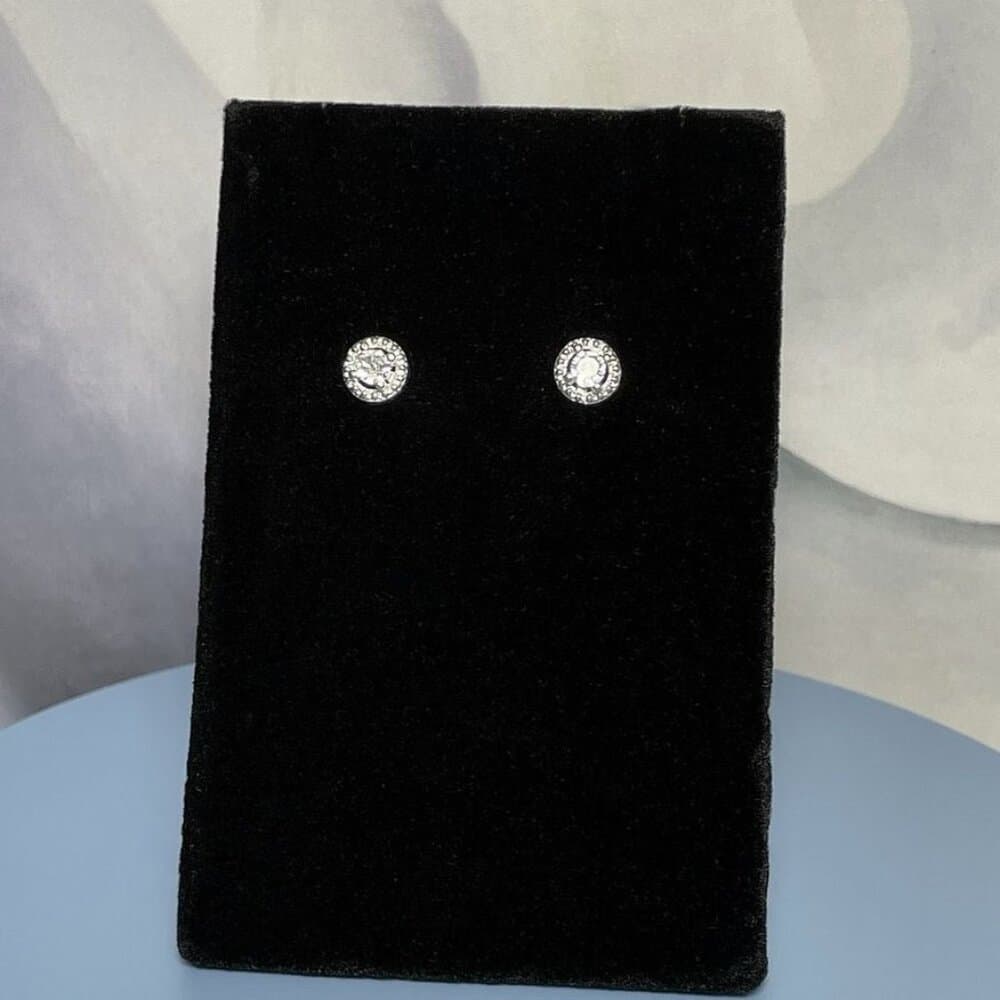 Avianna Halo Round Cubic Zirconia Silver Stud Earrings Gift Boxed - Thumbnail 8