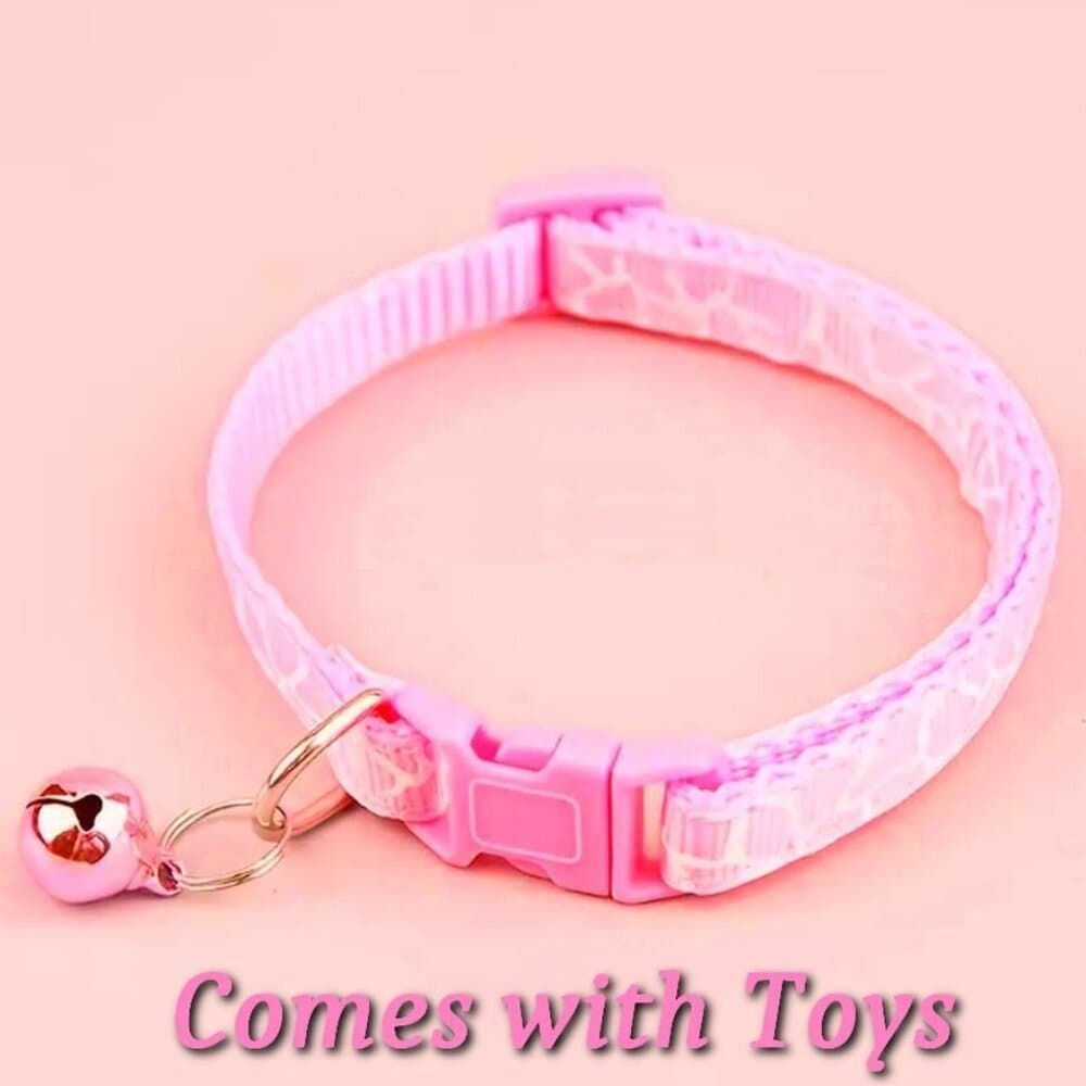 Belen Kutest Pink Giraffe Pattern Cat Collar with Bell and Toys Gift Package - Thumbnail 10