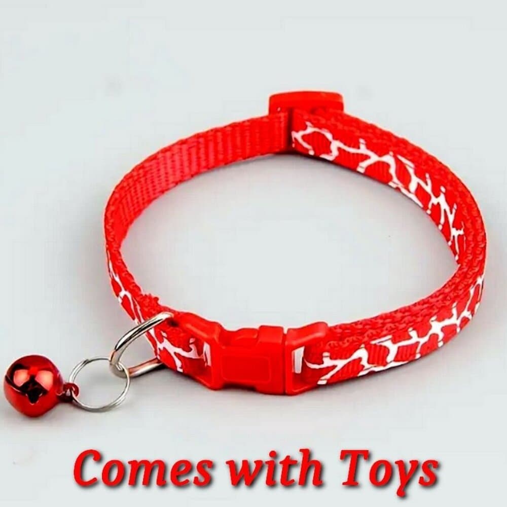 Belen Kutest Red Giraffe Pattern Cat Collar with Bell and Toys Gift Package - Thumbnail 10