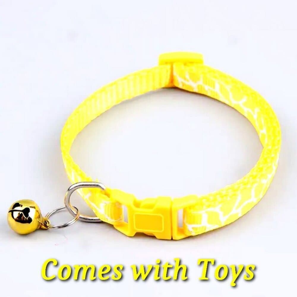 Belen Kutest Yellow Giraffe Pattern Cat Collar with Bell and Toys Gift Package - Thumbnail 10