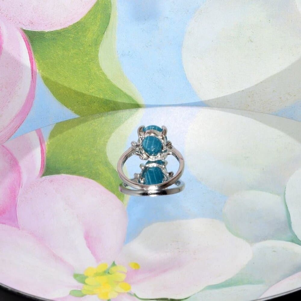 Ayla Azure Oval Blue Striped Onyx Silver Ring Womens Size 9.5 Gift Boxed - Thumbnail 2