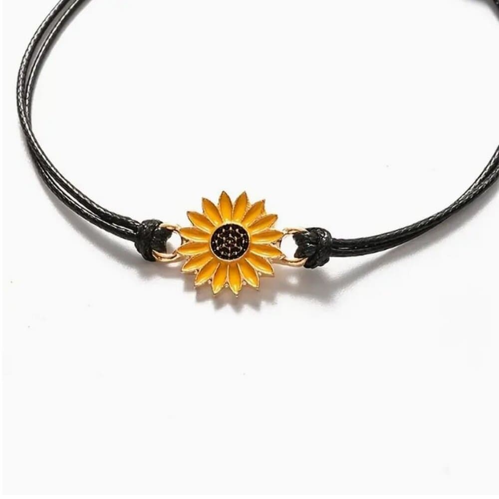 Allyson Aurora Sunflower Double Leather Strand Bracelet Gift Packaged - Thumbnail 3