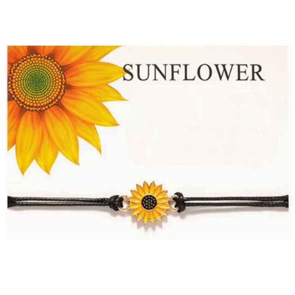 Allyson Aurora Sunflower Double Leather Strand Bracelet Gift Packaged - Thumbnail 5