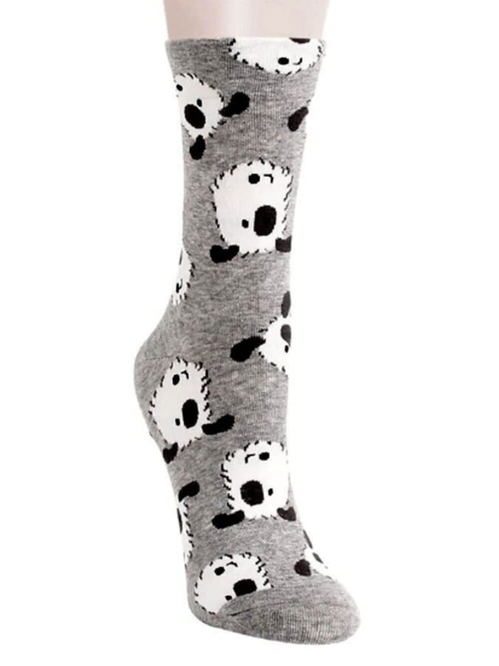 Andi Larose Womens Puppy Dog Pattern Socks White on Gray Gift Packaged - Thumbnail 2