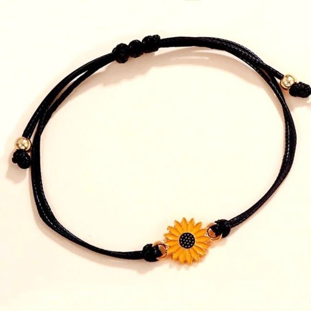 Allyson Aurora Sunflower Double Leather Strand Bracelet Gift Packaged - Thumbnail 10