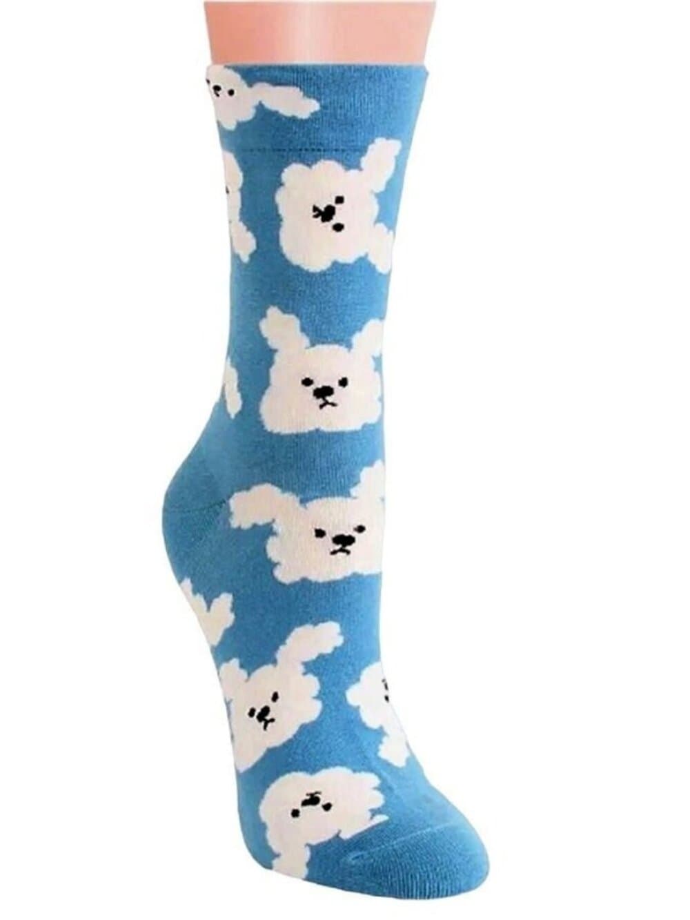 Andi Larose Womens Puppy Dog Pattern Socks White on Blue Gift Packaged - Thumbnail 2
