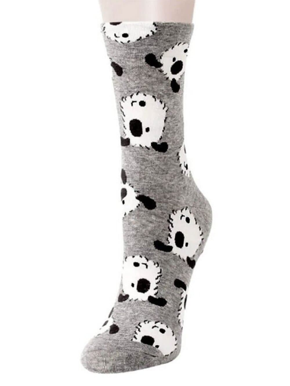 Andi Larose Womens Puppy Dog Pattern Socks White on Gray Gift Packaged - Thumbnail 4