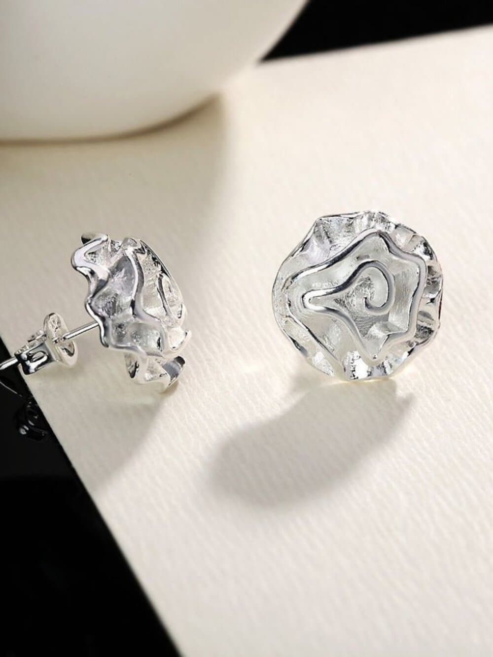 Alisha Cupcake Dreams Abstract Flower Art Sterling Silver Earrings Gift Packaged - Thumbnail 2
