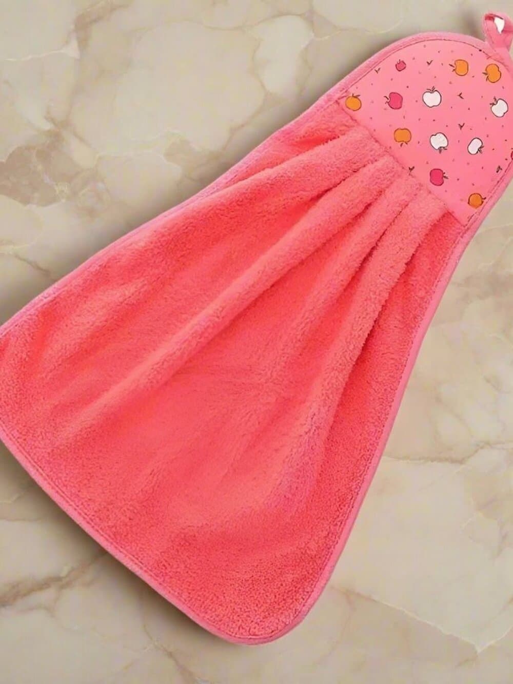 Anna Apple Decorative Fingertip Towel with Hanging Loop Coral Pink Gift Packaged - Thumbnail 5