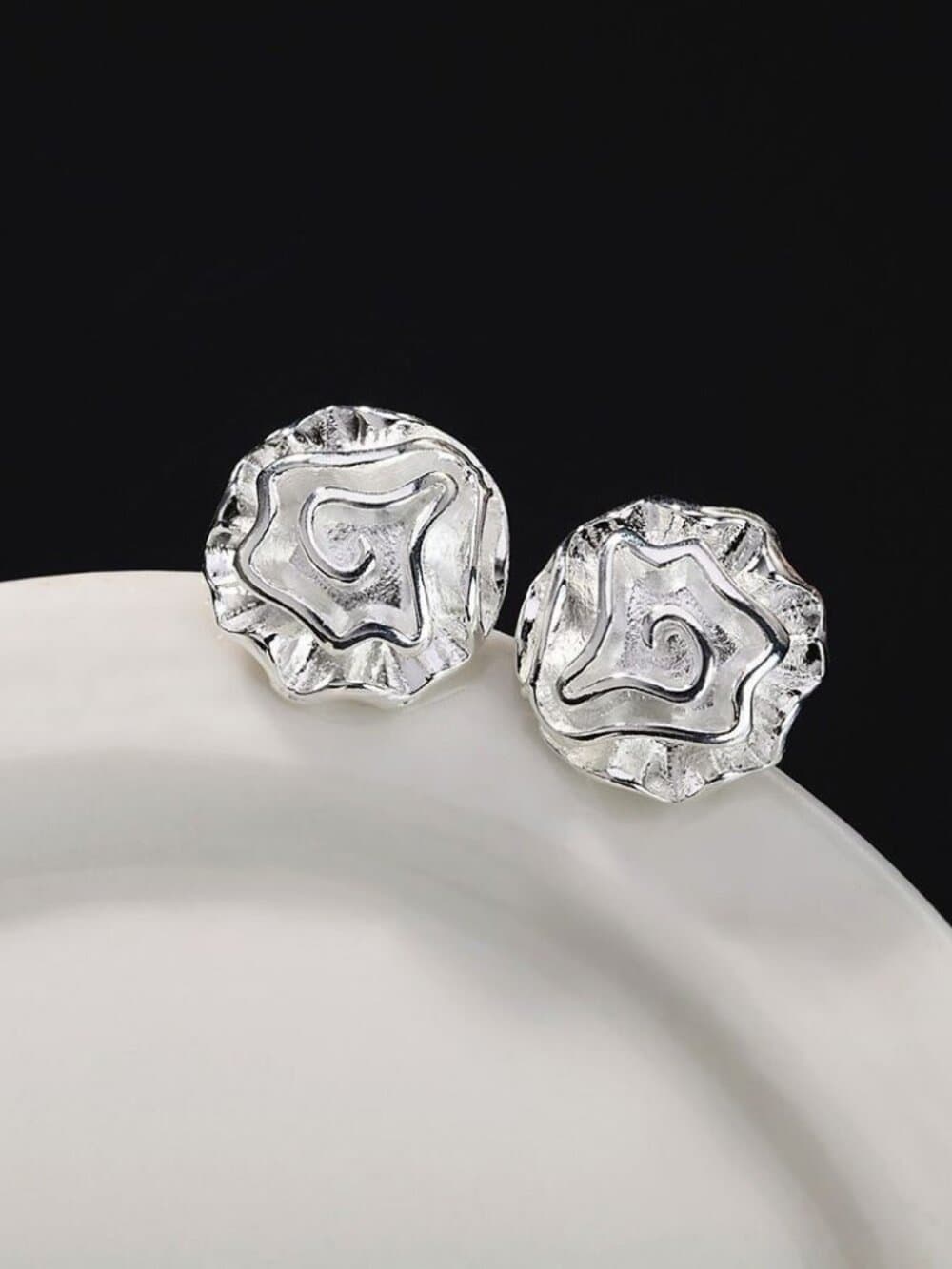 Alisha Cupcake Dreams Abstract Flower Art Sterling Silver Earrings Gift Packaged - Thumbnail 4