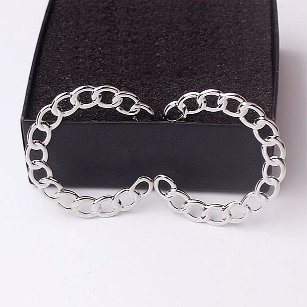 Alyssa Leanne Silver Stationary Link Design Hoop Post Earrings Gift Packaged - Thumbnail 2