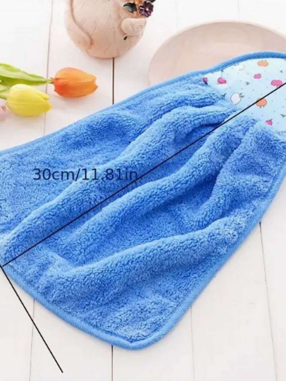 Anna Apple Decorative Fingertip Towel with Hanging Loop Teal Green Gift Packaged - Thumbnail 4