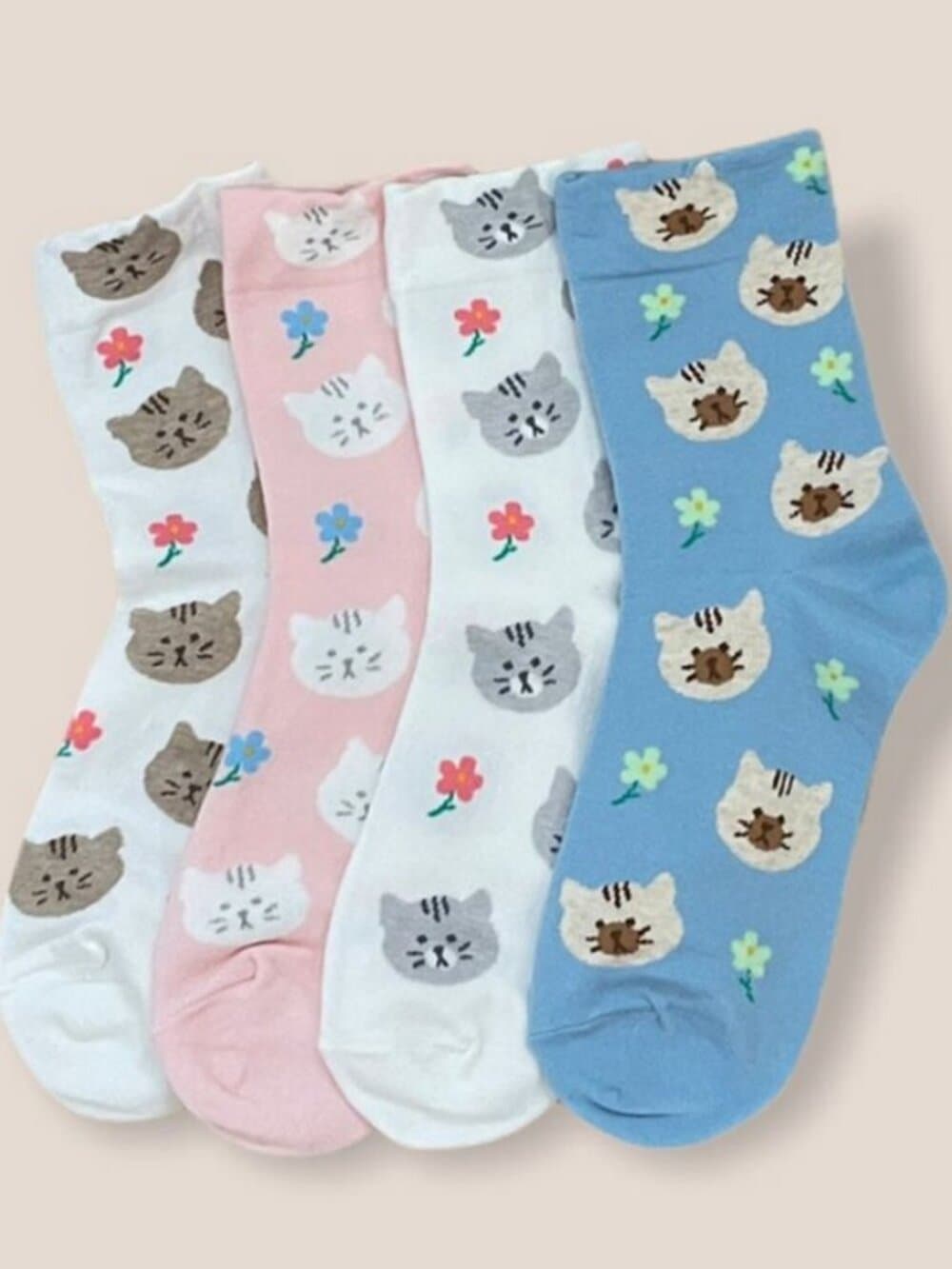 Andi Larose Womens Kitty Cat Pattern Socks Gray on White Gift Packaged - Thumbnail 2