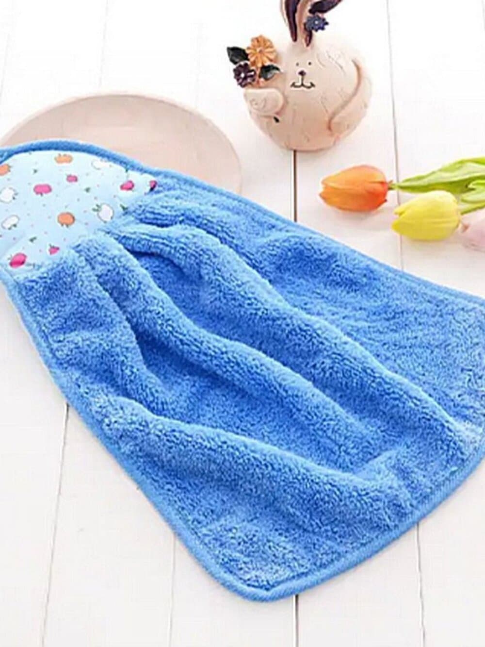 Anna Apple Decorative Fingertip Towel with Hanging Loop Sky Blue Gift Packaged - Thumbnail 5