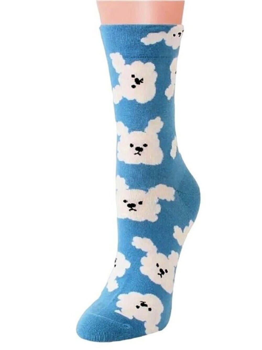 Andi Larose Womens Puppy Dog Pattern Socks White on Blue Gift Packaged - Thumbnail 4