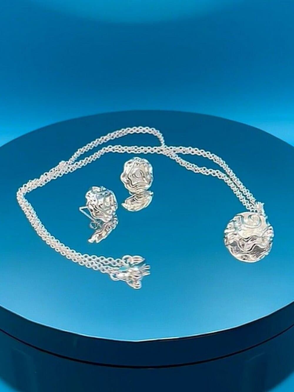 Alisha Cupcake Dreams Abstract Flower Design Sterling Silver Jewelry Set Gift - Thumbnail 2