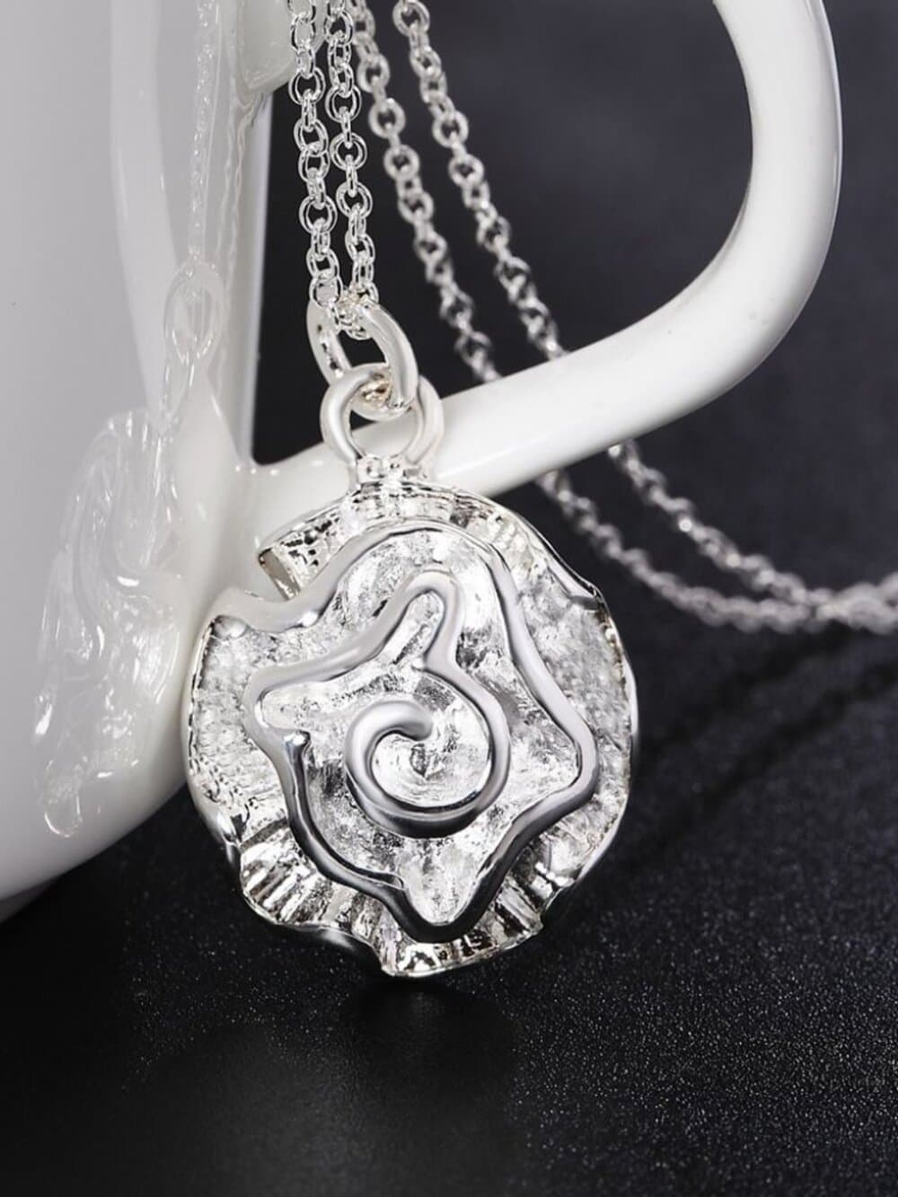 Alisha Cupcake Dreams Abstract Flower Art Sterling Silver Necklace Gift Packaged - Thumbnail 3