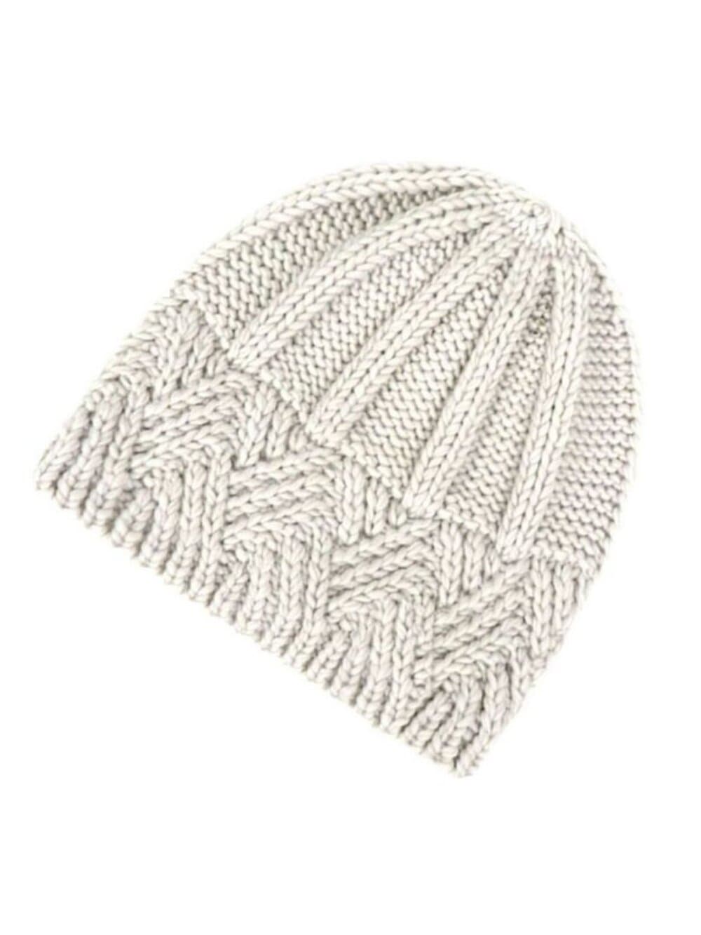 Whitney White Crochet Knit Beanie and Mountain Pin Set Gift Packaged - Thumbnail 3