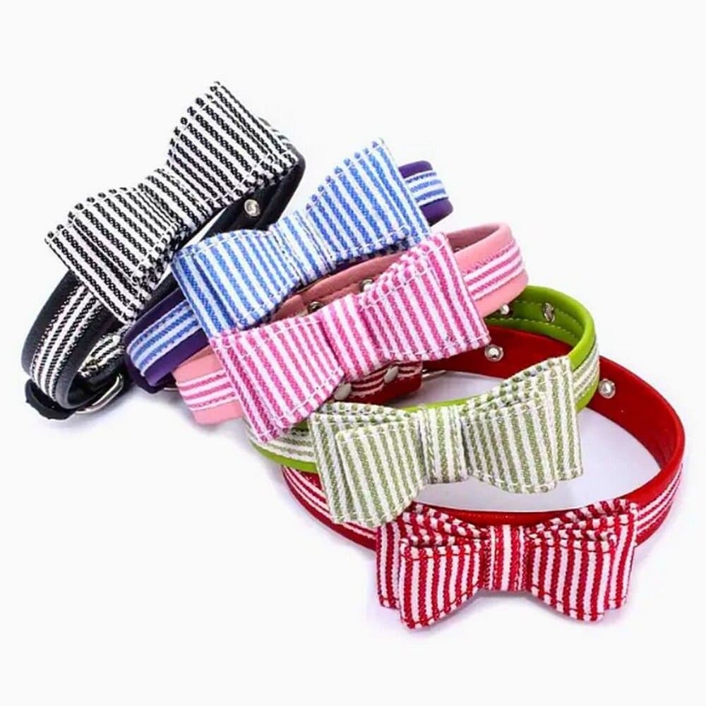 Zach Saylor Red Oxford Stripe Bow Tie Dog Collar Large Gift Packaged - Thumbnail 2