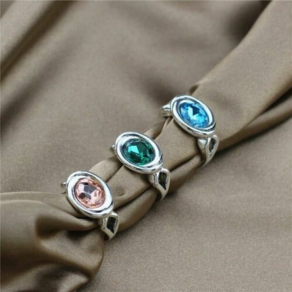 Zalia Oval Modern Silver Ring with Emerald Green Colored Crystal Size 8 Gift Box - Thumbnail 5