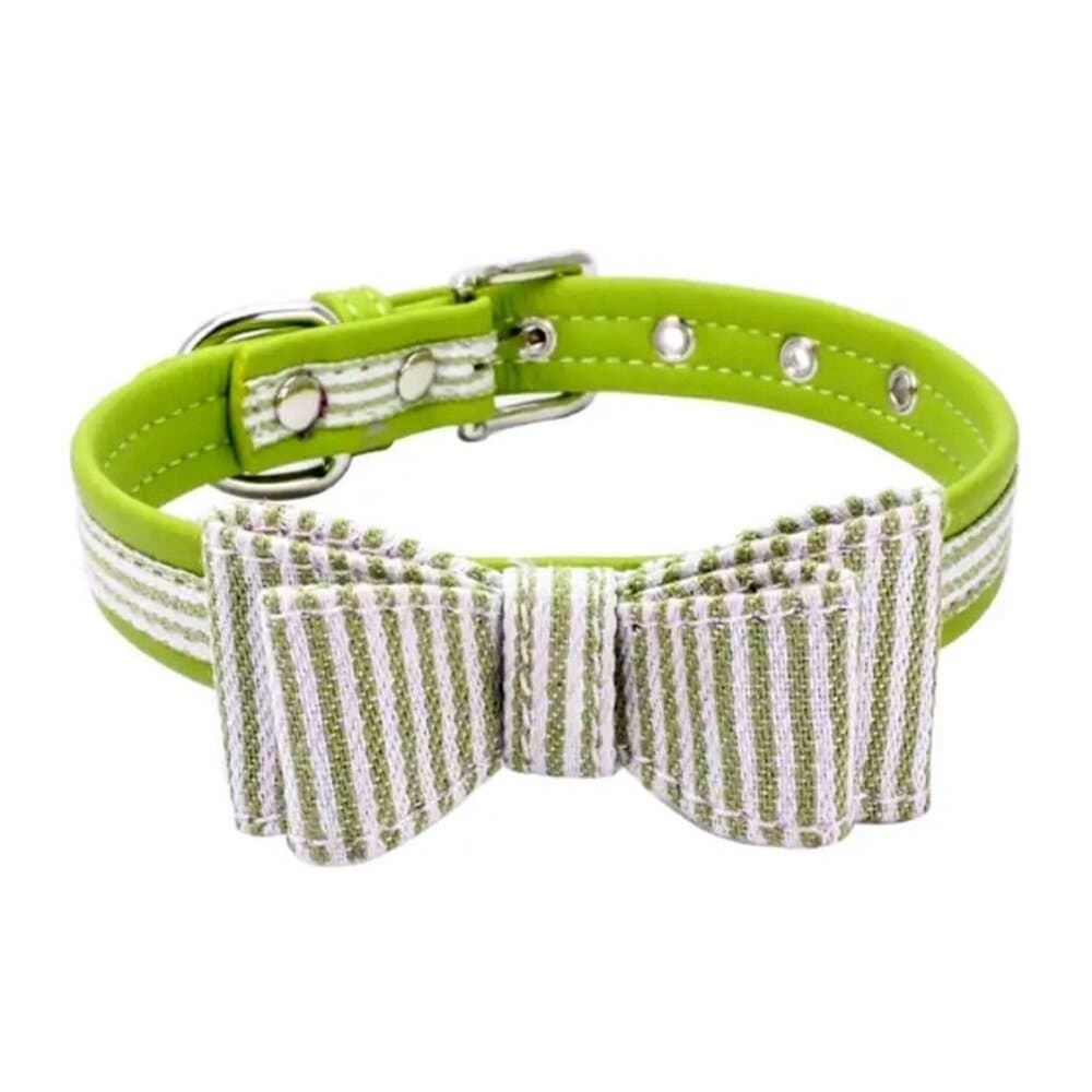 Zach Saylor Green Oxford Stripe Bow Tie Dog Collar Medium Gift Packaged - Thumbnail 9