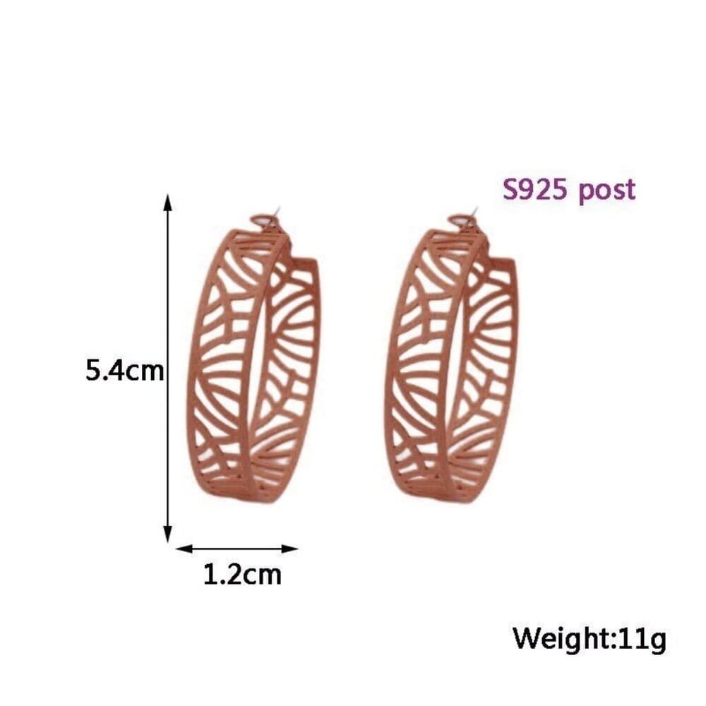 Tristen Shayelle Colorful Abstract Large Hoop Earrings Brown Gift Packaged - Thumbnail 2