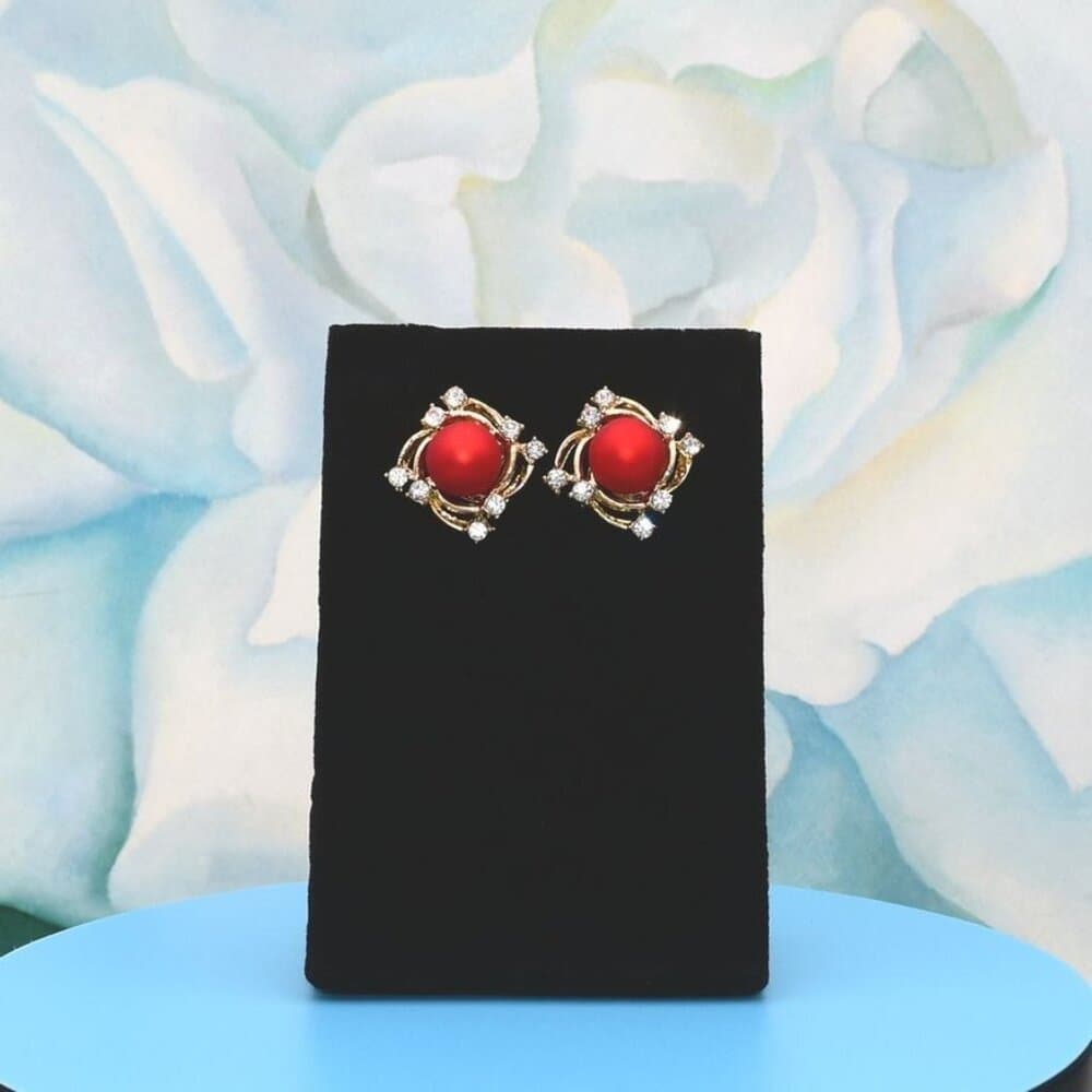 Vienna Swirl Persimmon Red Orange Pearl Crystal Accent Earrings Gift Packaged - Thumbnail 10