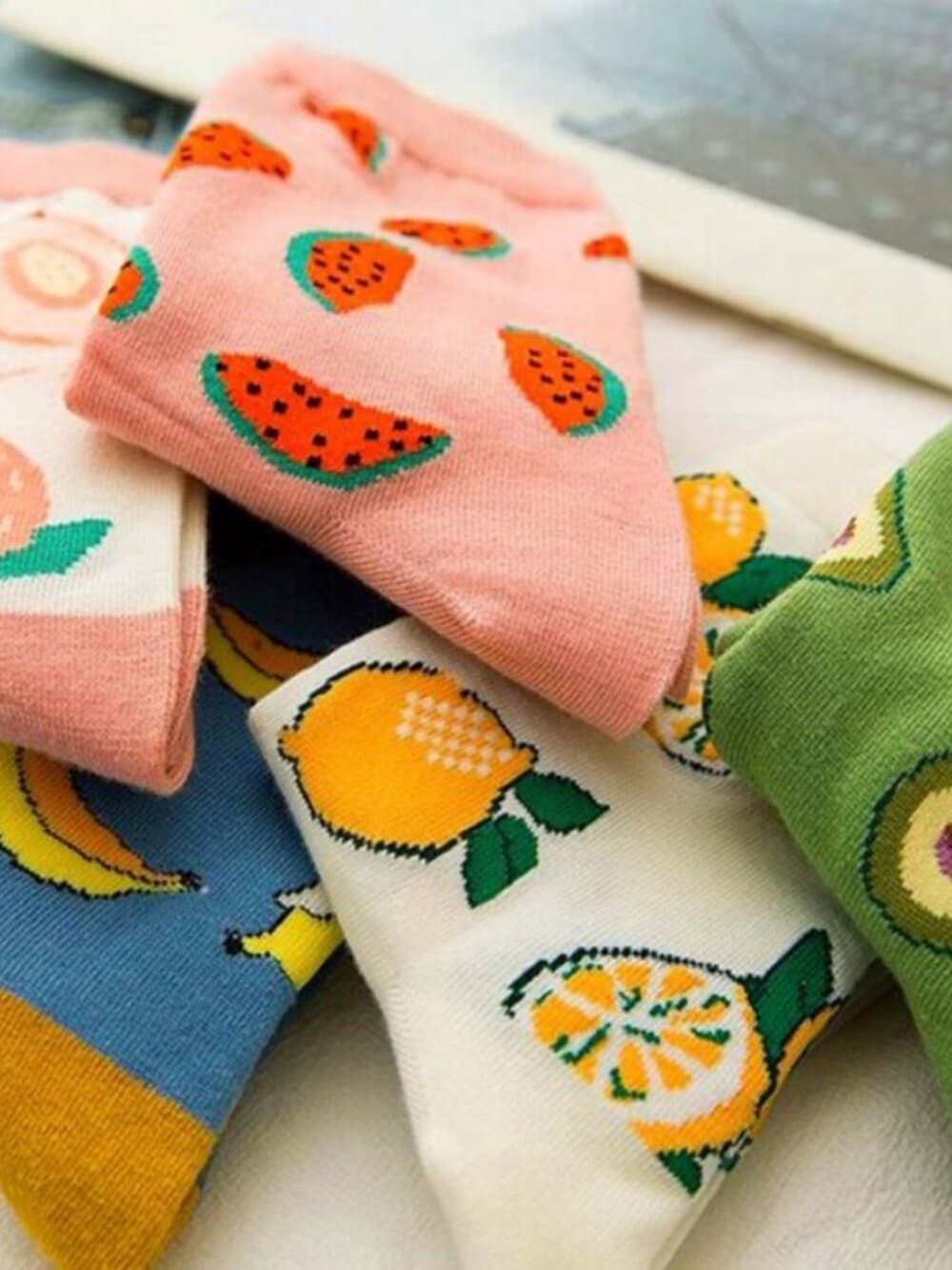 Talia Sweet Fruits Womens Crew Socks Pink Watermelon Red Gift Packaged - Thumbnail 2