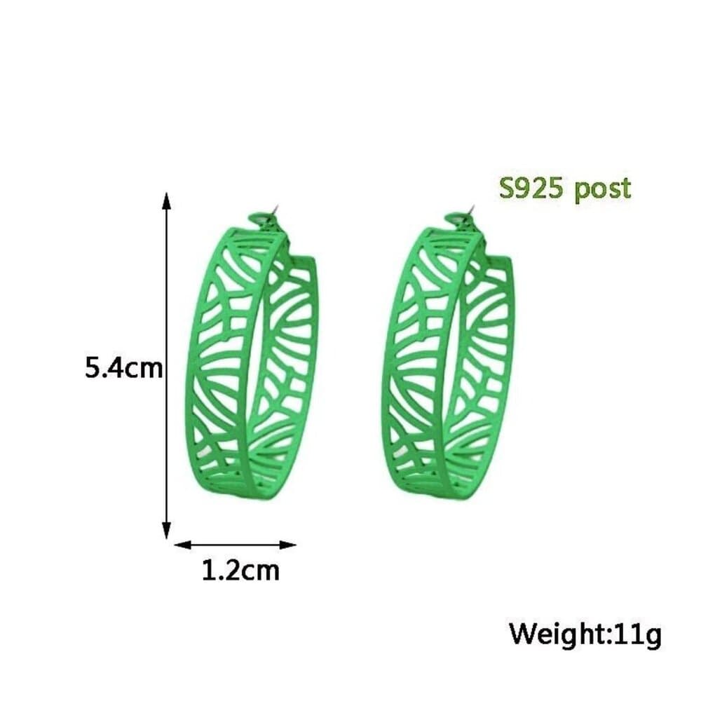 Tristen Shayelle Colorful Abstract Hoop Earrings Green Gift Packaged - Thumbnail 2