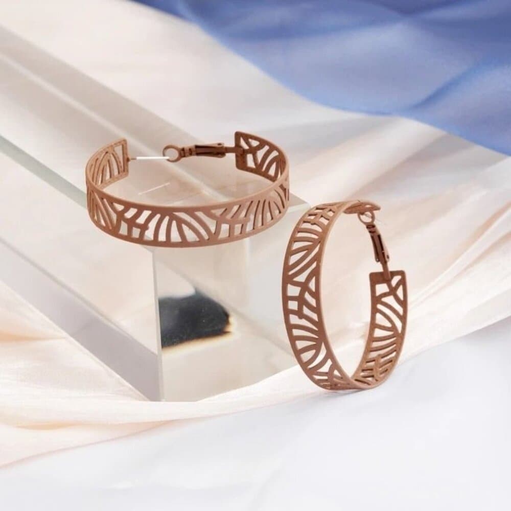 Tristen Shayelle Colorful Abstract Large Hoop Earrings Brown Gift Packaged - Thumbnail 4