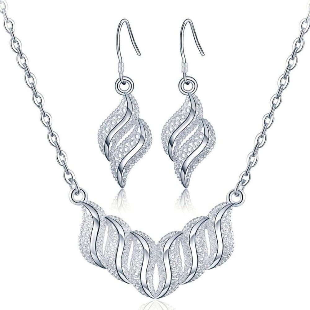 Valery Tianna Sterling Silver Imperial Necklace Earrings Set Gift Packaged - Thumbnail 2