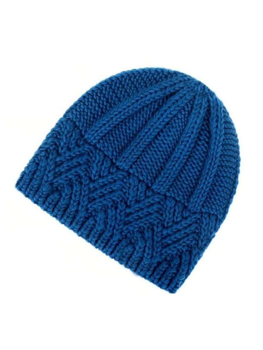 Whitney Blue Crochet Knit Beanie and Mountain Pin Set Gift Packaged - Thumbnail 3