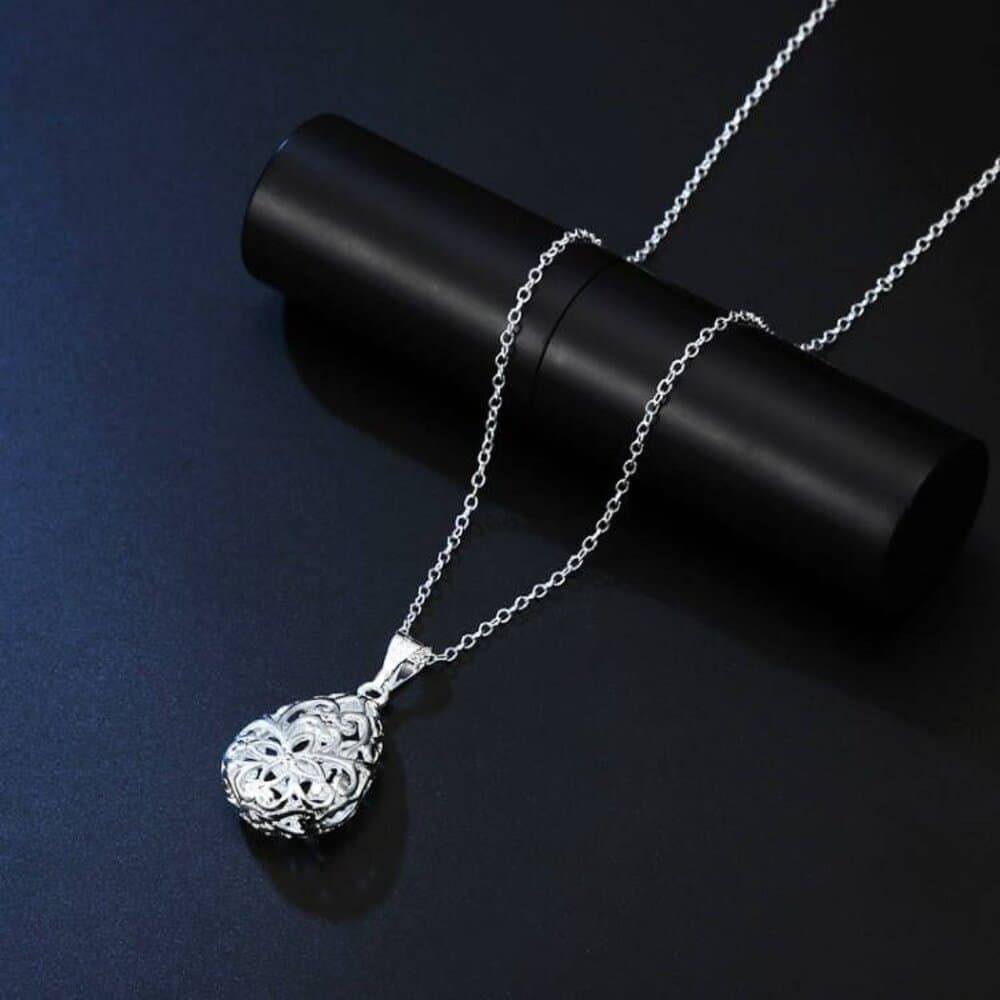 Viviana Filigree Water Drop Pendant Sterling Silver Necklace Gift Packaged - Thumbnail 4