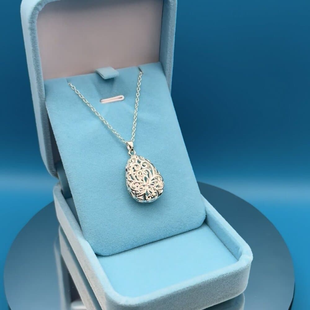 Viviana Filigree Water Drop Pendant Sterling Silver Necklace Gift Packaged - Thumbnail 10