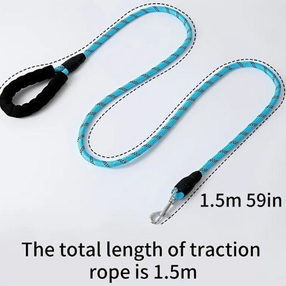 Tadeo Dash Blue Reflective Rope Leash with Padded Loop Handle and Rotating Clip - Thumbnail 3