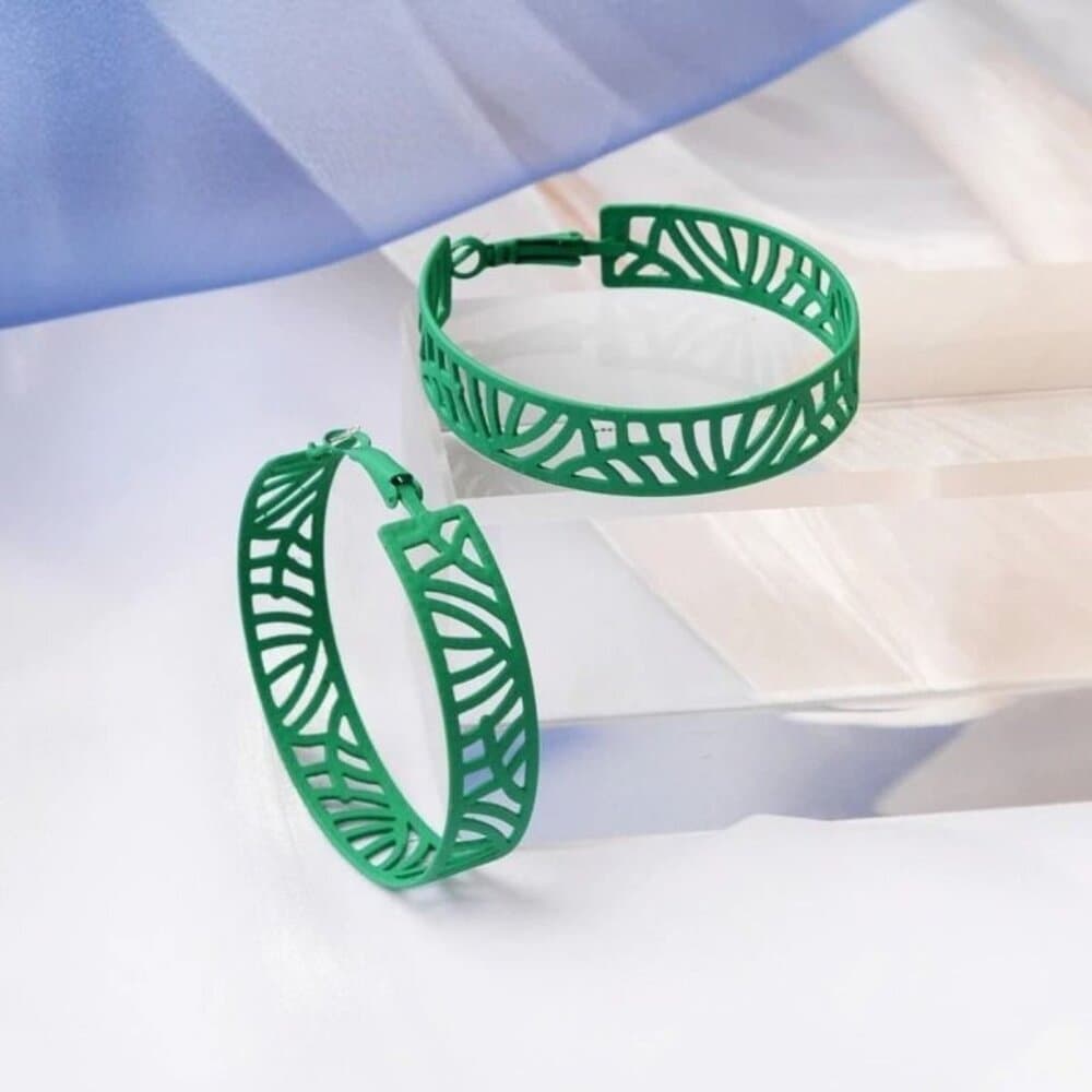 Tristen Shayelle Colorful Abstract Hoop Earrings Green Gift Packaged - Thumbnail 9