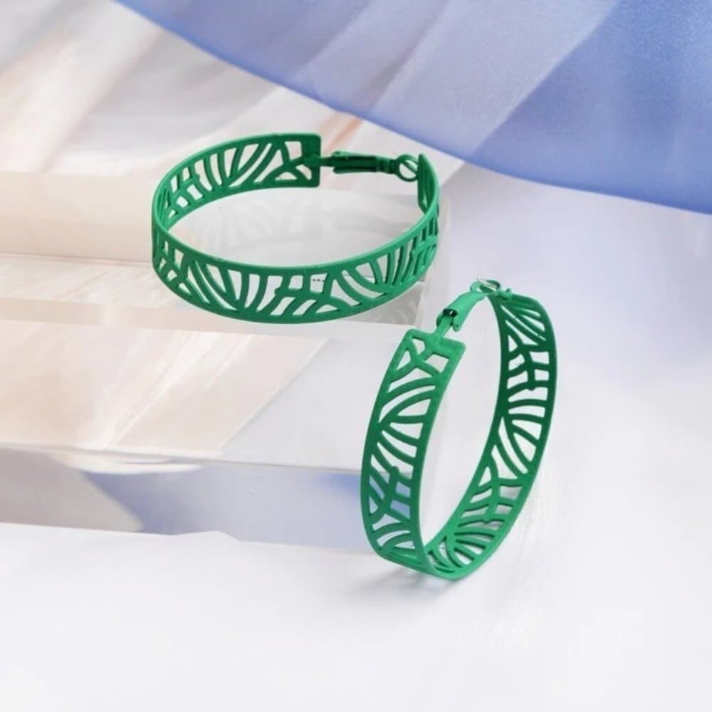 Tristen Shayelle Colorful Abstract Hoop Earrings Green Gift Packaged - Thumbnail 4