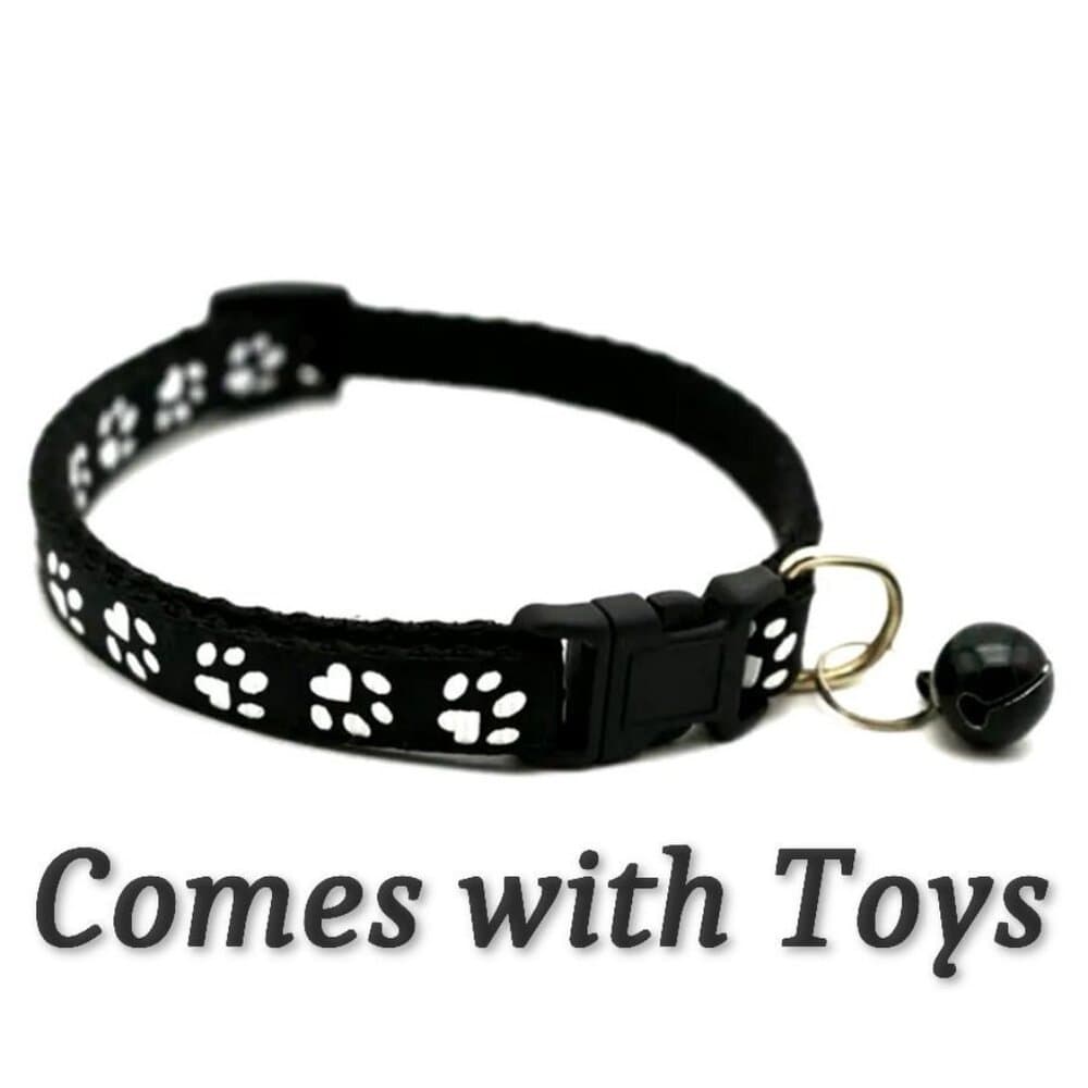 Sweet Heart Paw Print Black Cat Collar with Bell and Toys Gift Package - Thumbnail 10