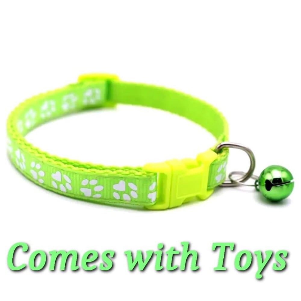 Sweet Heart Paw Print Lime Green Cat Collar with Bell and Toys Gift Package - Thumbnail 10