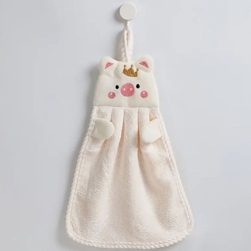 Royce Royal Small White Embroidered Piggy Hanging Fingertip Towel Gift Packaged - Thumbnail 9