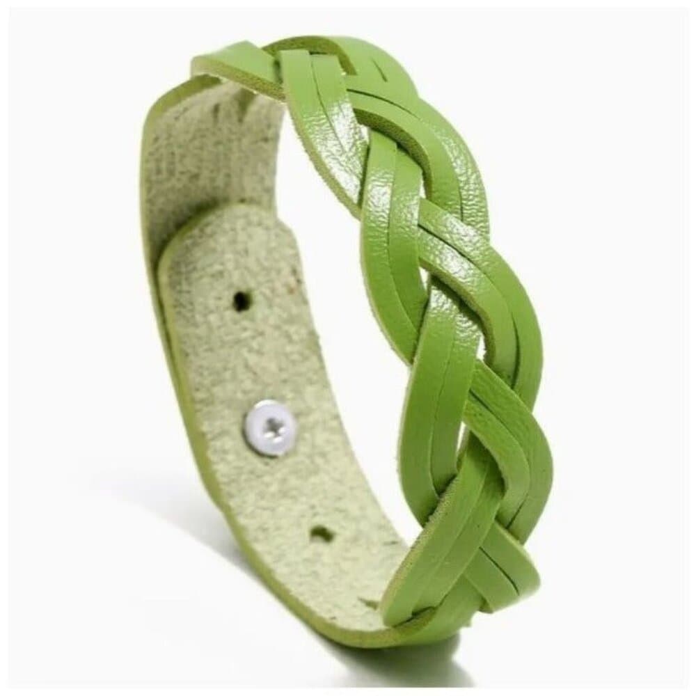 Rory Elyse Braided Candy Color Woven Leather Bracelet Green Gift Packaged - Thumbnail 8