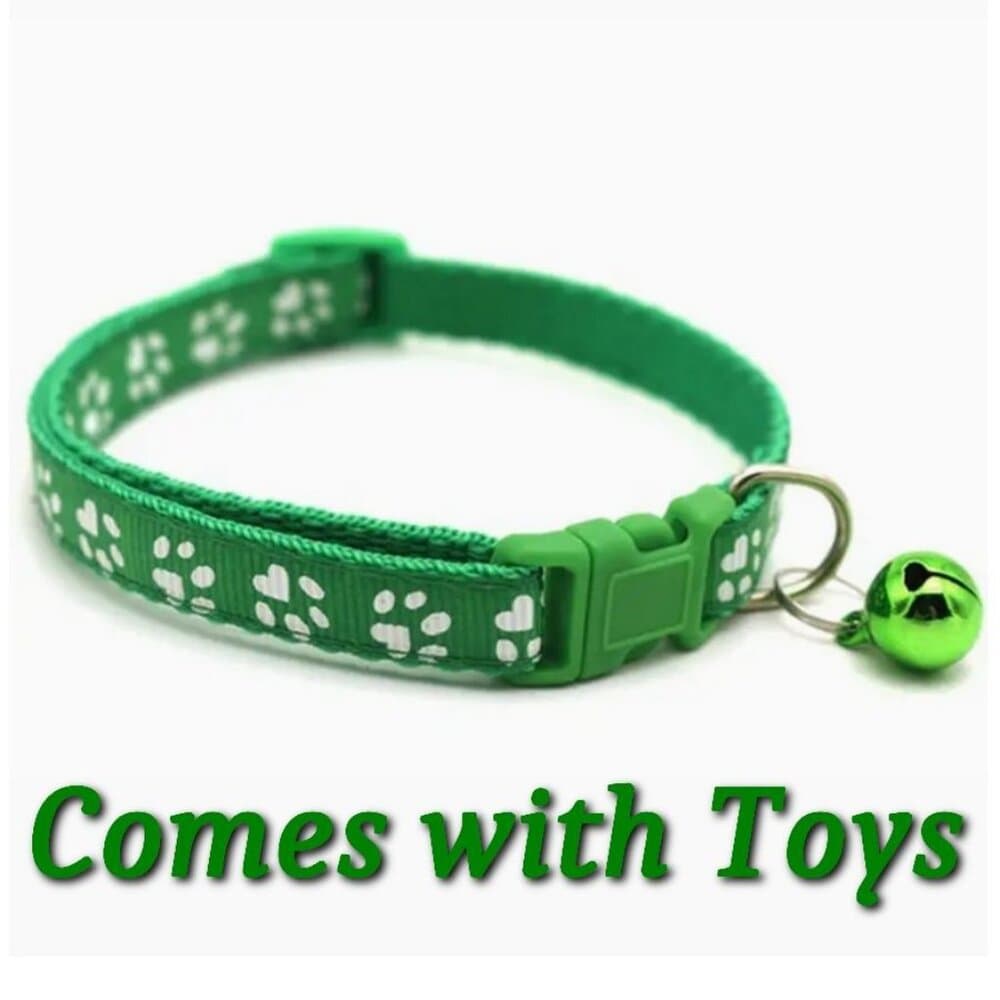 Sweet Heart Paw Print Green Cat Collar with Bell and Toys Gift Package - Thumbnail 10