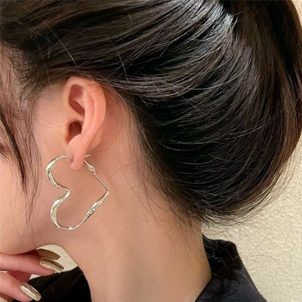 Silver Open Heart Paislee Lauren Large Twisted Hoop Earrings Gift Packaged - Thumbnail 4
