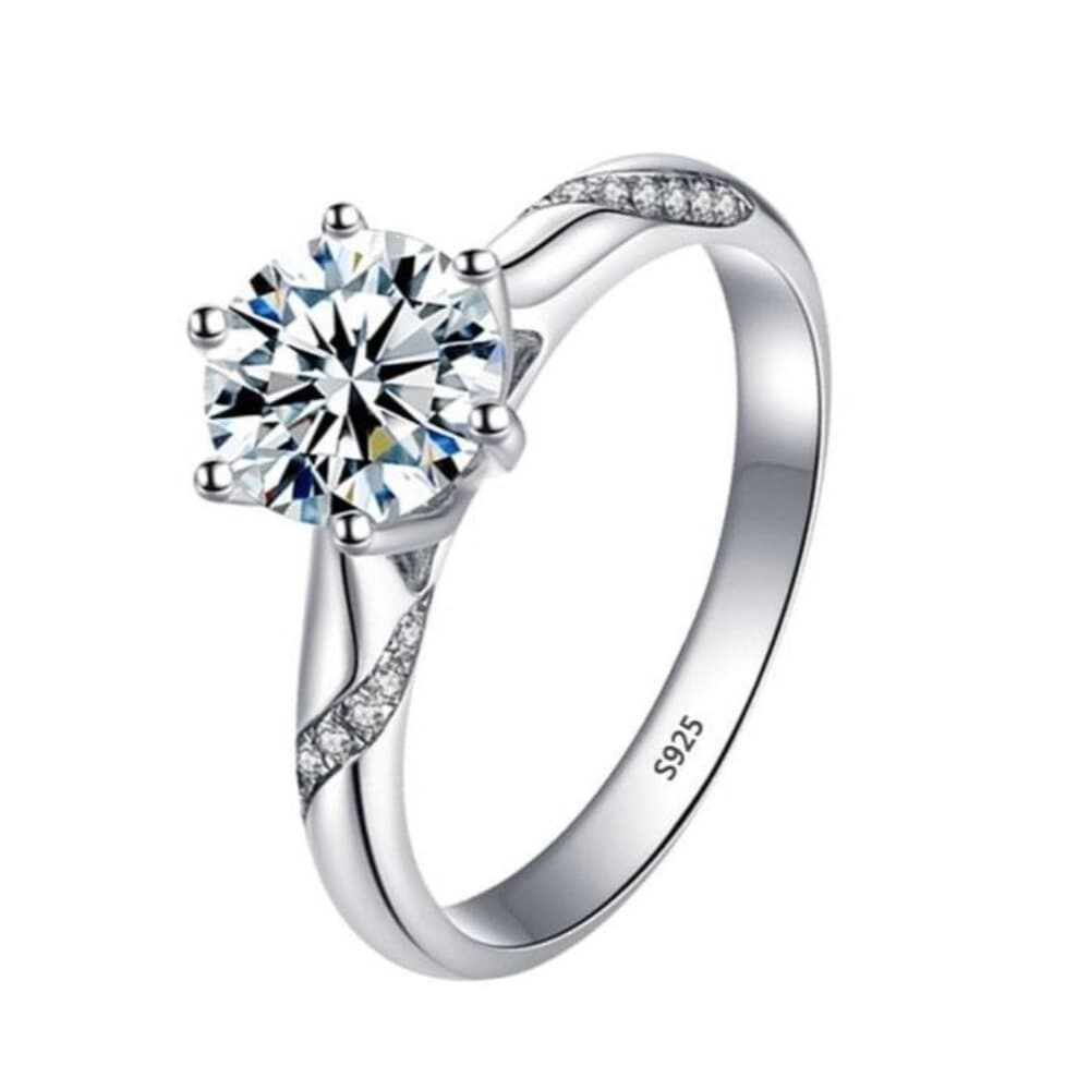 Sophie Shay Solitaire Ribbon Accent 925 Sterling Silver Ring Size 8 Gift Boxed - Thumbnail 2