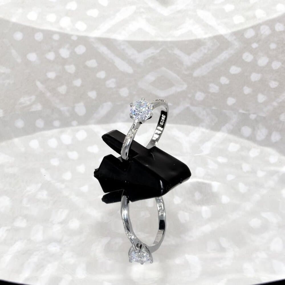 Sophie Shay Solitaire Ribbon Accent 925 Sterling Silver Ring Size 8 Gift Boxed - Thumbnail 8