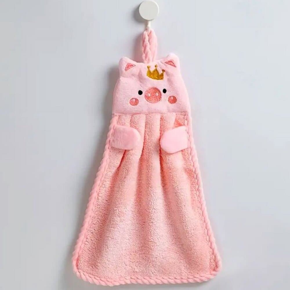 Royce Royal Small Pink Embroidered Piggy Hanging Fingertip Towel Gift Packaged - Thumbnail 9