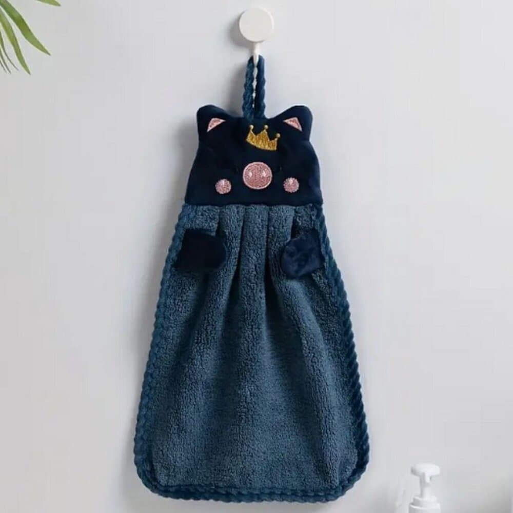 Royce Royal Small Navy Embroidered Piggy Hanging Fingertip Towel Gift Packaged - Thumbnail 9