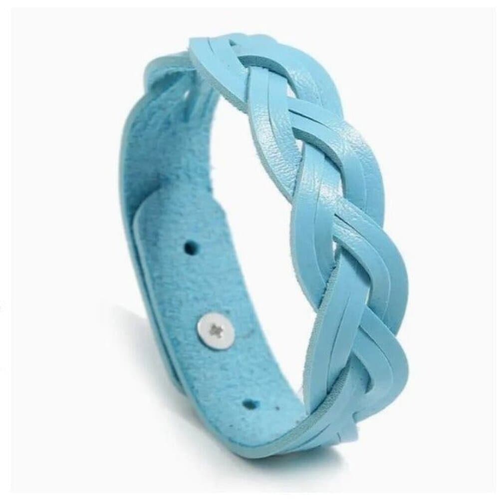 Rory Elyse Braided Candy Color Woven Leather Bracelet Blue Gift Packaged - Thumbnail 8