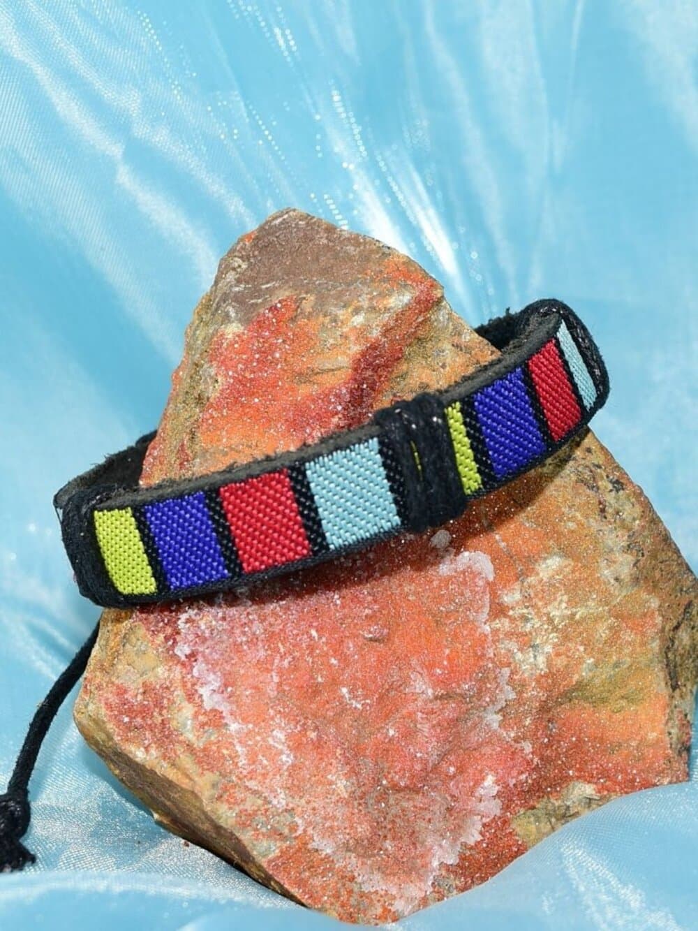 Rey Ribbon Colorblock Tie Bracelet Black Yellow Red Blue Womens Gift Boxed - Thumbnail 3