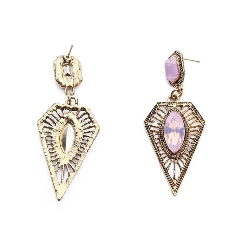 Sasha Reese Pink Crystal Triangle Drop Renaissance Style Earrings Gift Packaged - Thumbnail 3